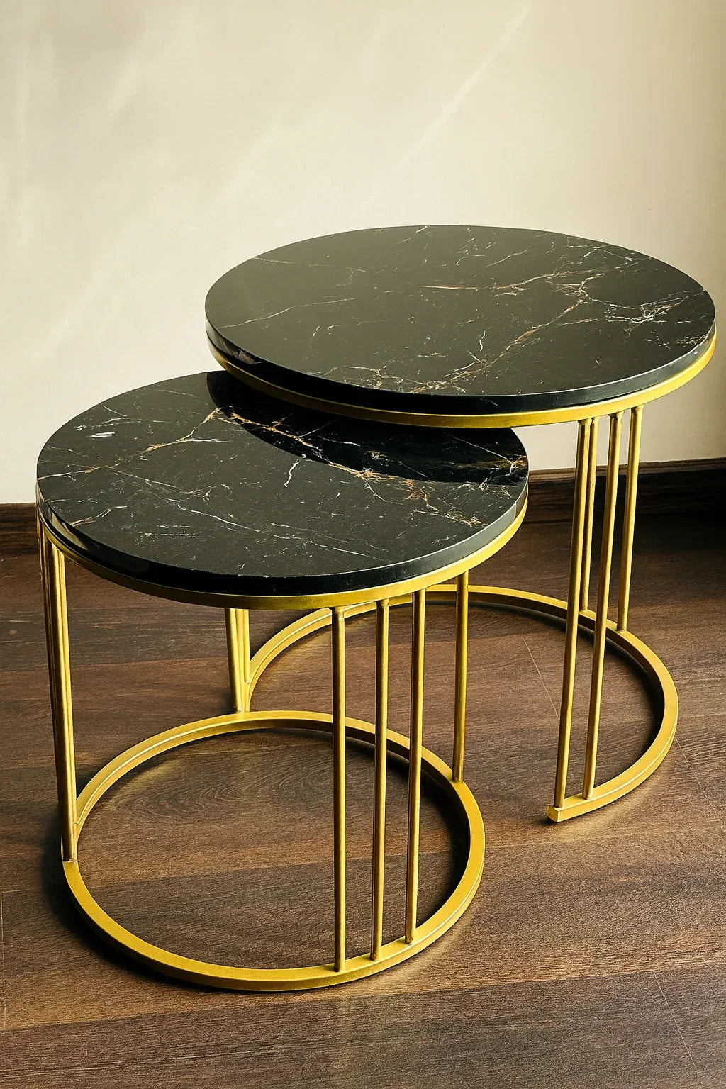 Trio Metallic Coffee Table – Gloss Top & Metal Base