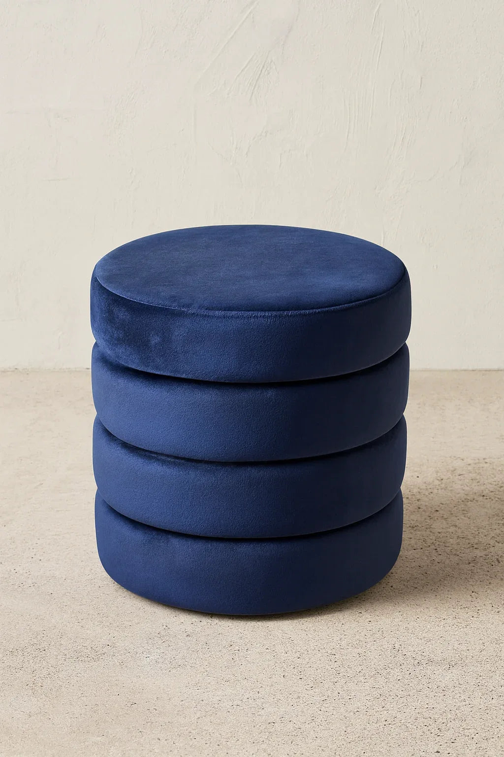 Velvet Premium Round Stool Blue 0016 | Luxury Stool