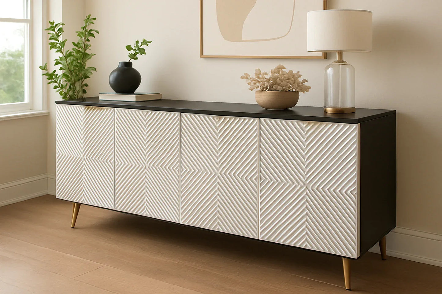 White Whisper Console – CNC Design with Storage
