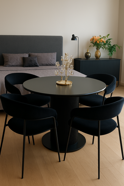 4 Seater Black Velvet Dining Table – Elegant Pakistan