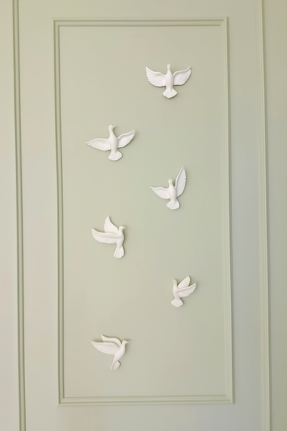6 Pigeon Wall Decor – Gold Plated Decorative Birds