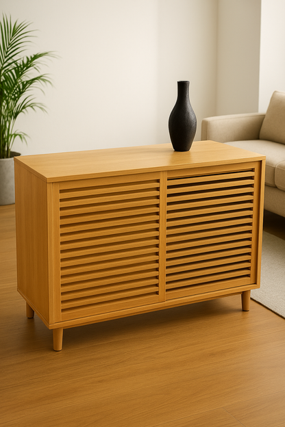 Alcantara Shoe Rack Light Brown – MDF Shoe Cabinet for 25–30 Pairs