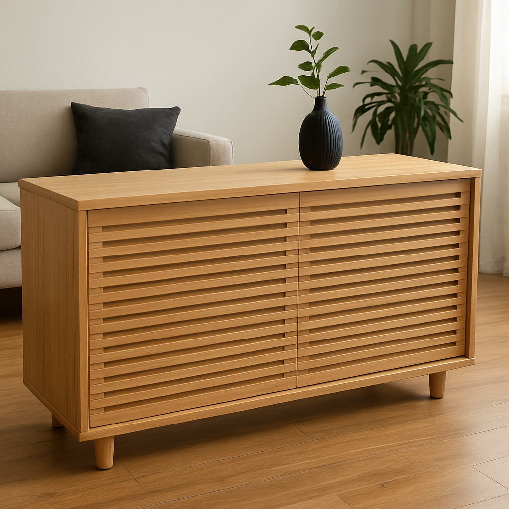 Alcantara Shoe Rack Light Brown – MDF Shoe Cabinet for 25–30 Pairs