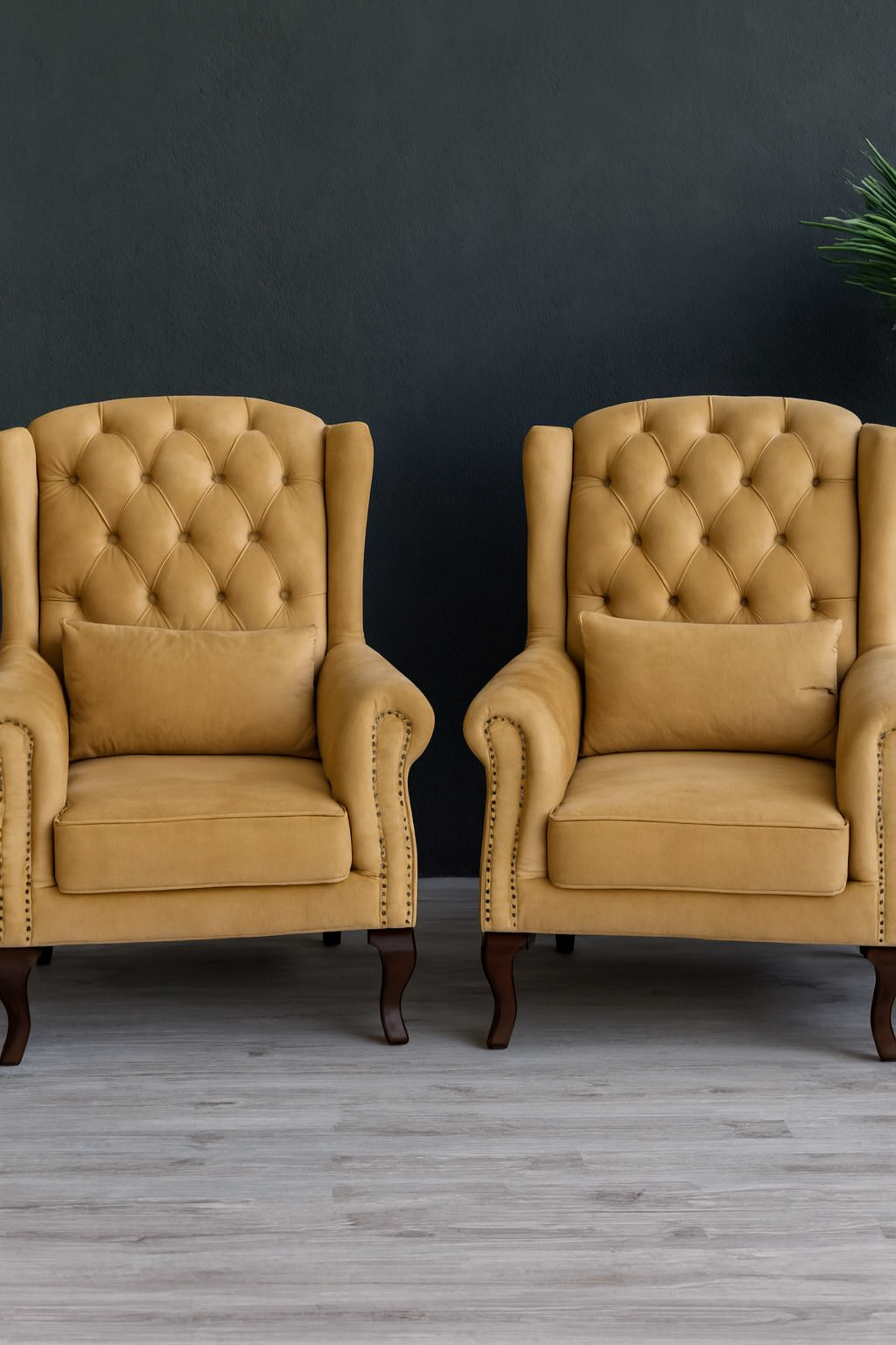 Alice Wing Chair Set | Custom Fabric Solid Wood Chairs
