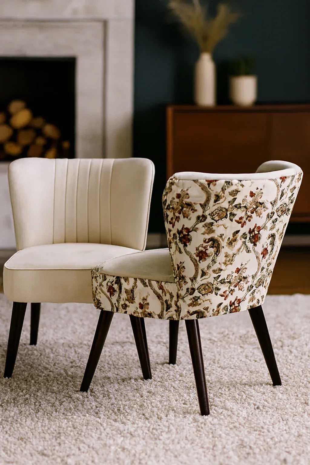 Allure Chair 026 with Side Table | Luxury Wooden Chair
