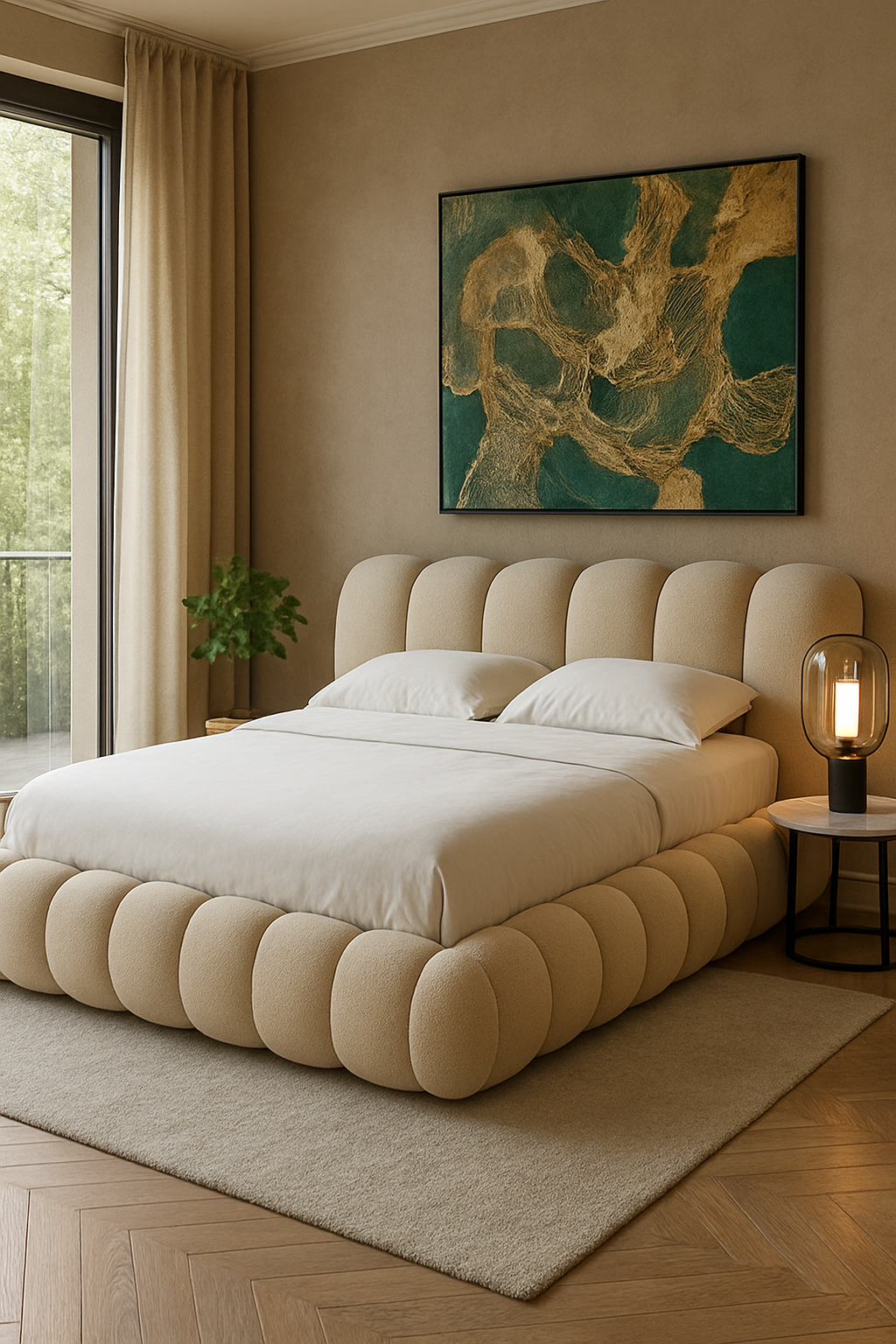 Amy Boucle Bed in Pakistan – Luxury King Size Bed