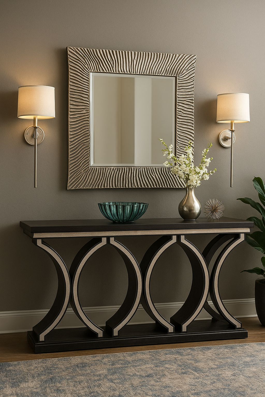 Anna Console Table – MDF & Sheesham with Mirror Design