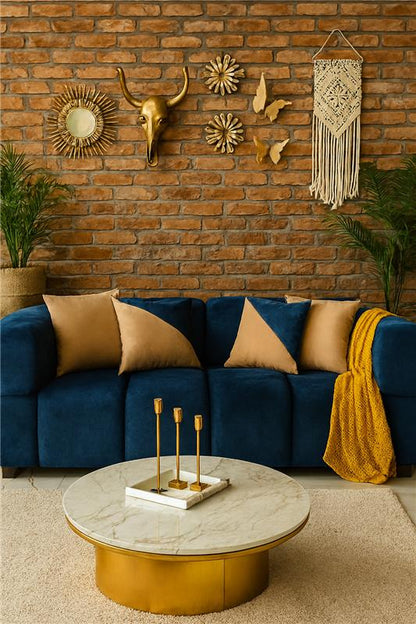 Asher Sofa Blue in Pakistan – 3 Seater Wood & Foam