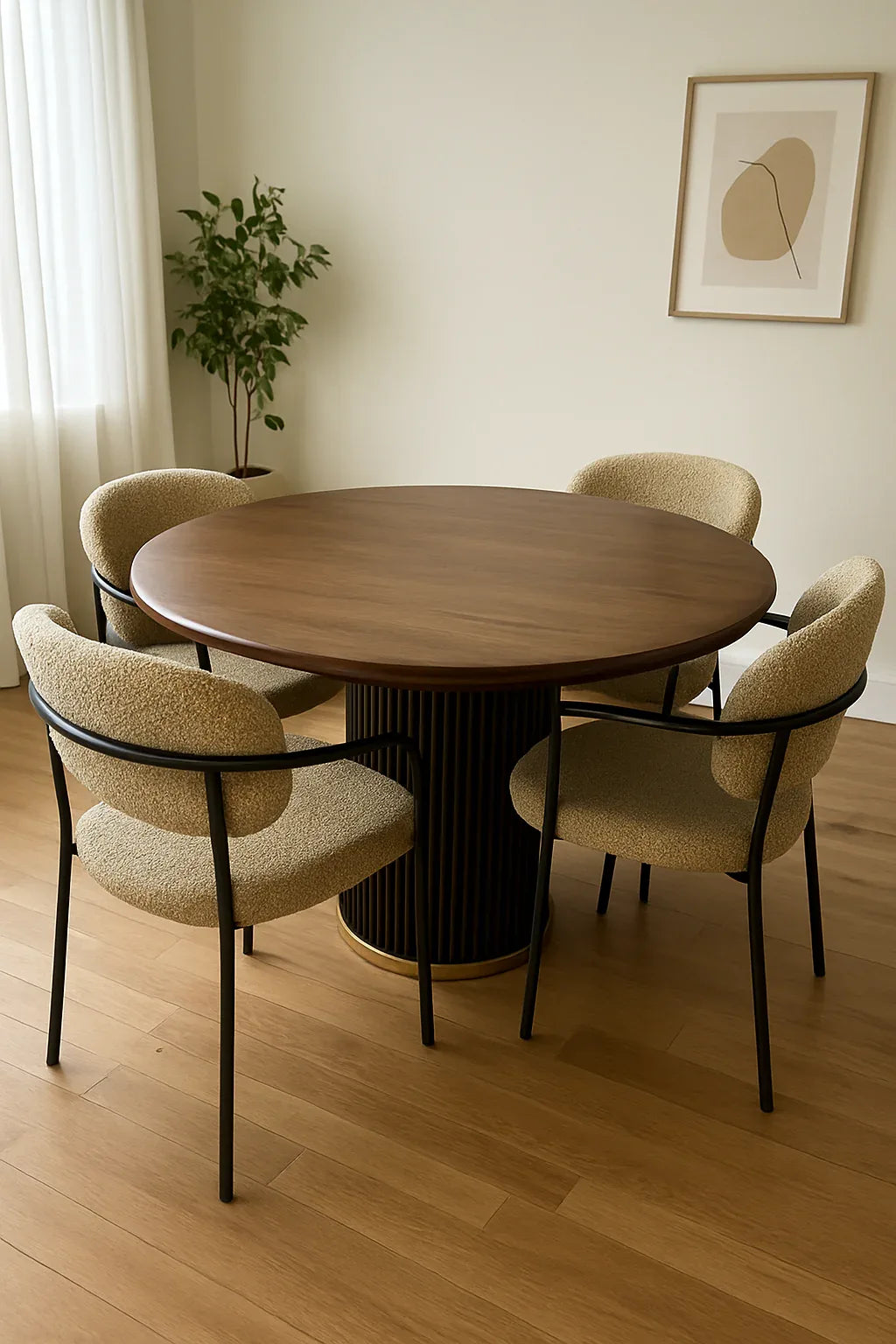 Ashwood Dining Table 4 Seater – Modern Fabric Chairs
