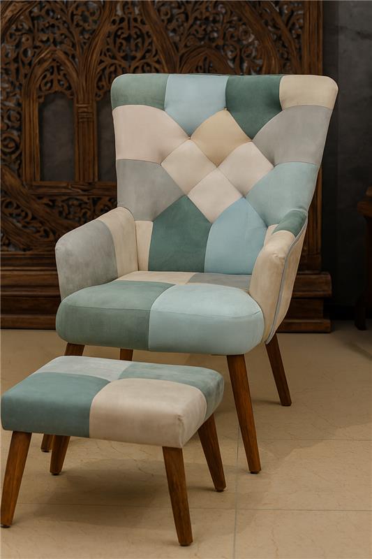 Avacardo Chair 04 with Stool | Solid Wood & Foam Seating