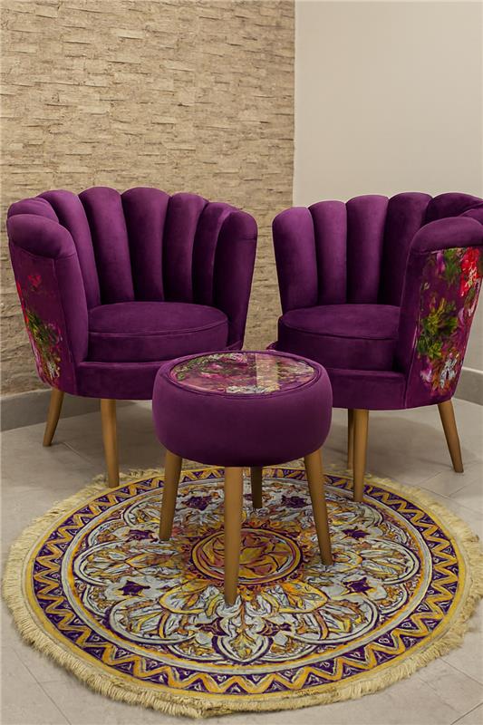 Azzure Chair 002 with Table | Luxury Wooden Accent Set