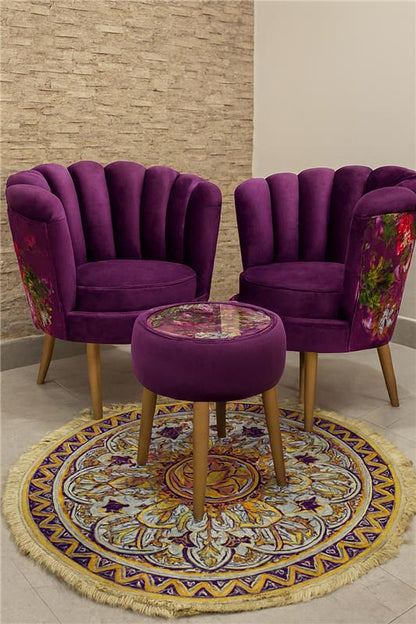 Azzure Chair 002 with Table | Luxury Wooden Accent Set