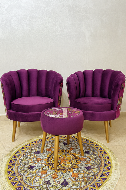 Azzure Chair 002 with Table | Luxury Wooden Accent Set