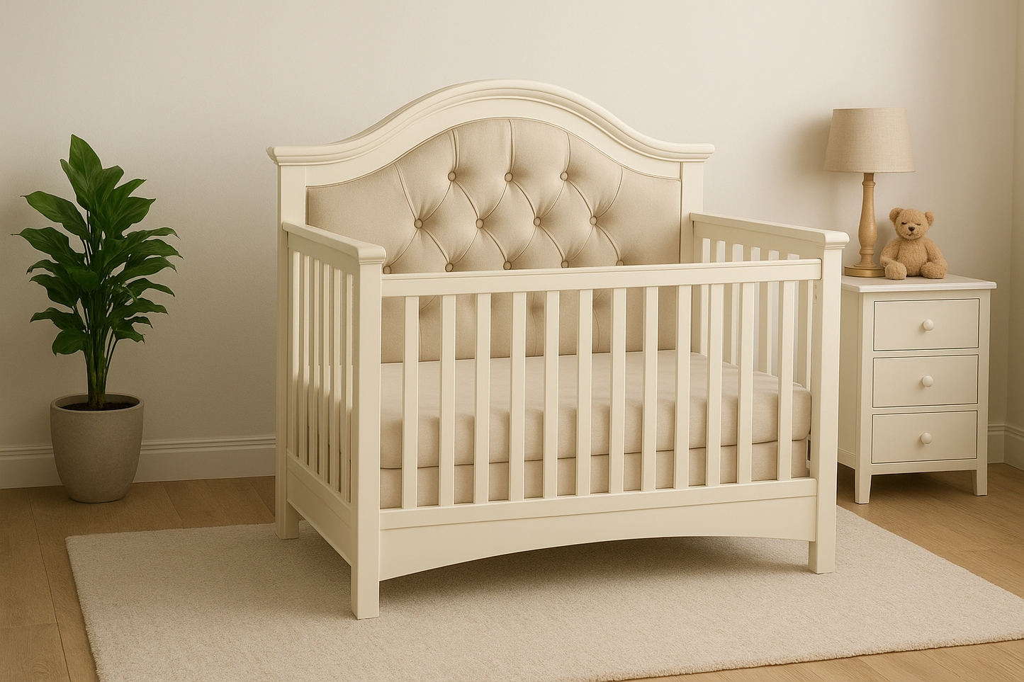 Baby Cot – Off White MDF Deco Cot with Storage