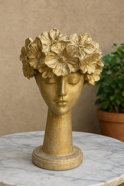 Baby Doll Face Sculpture – Gold Plated Decor Pakistan
