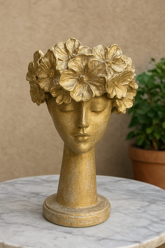 Baby Doll Face Sculpture – Gold Plated Decor Pakistan