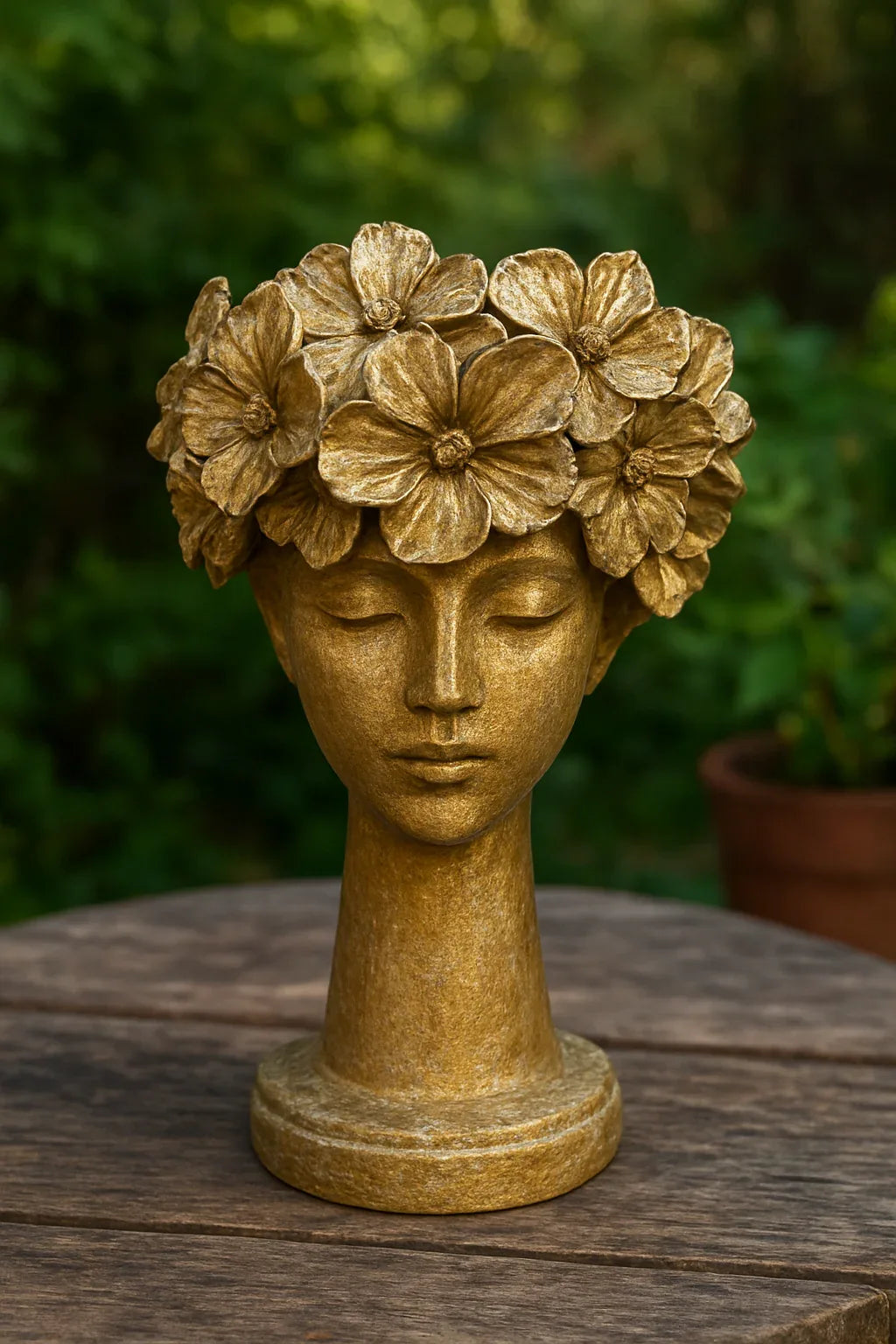 Baby Doll Face Sculpture – Gold Plated Decor Pakistan