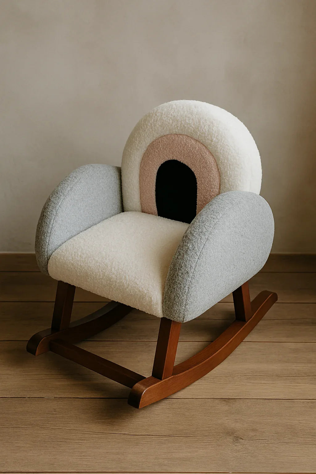 Baby Rocking Chair Rainbow – Boucle Kids Rocker | Premium Wooden Baby Chair