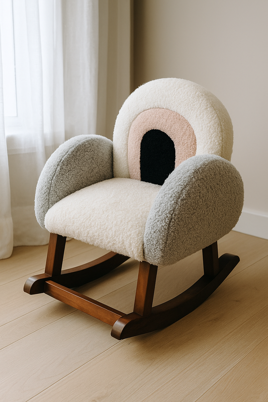 Baby Rocking Chair Rainbow – Boucle Kids Rocker | Premium Wooden Baby Chair