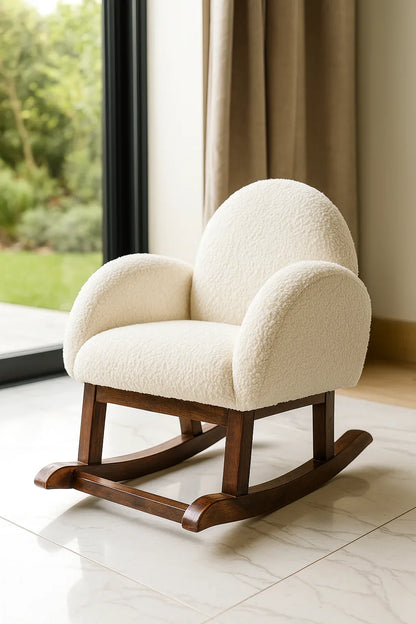 Baby Rocking Chair White – Boucle Kids Rocker | Premium Nursery Furniture