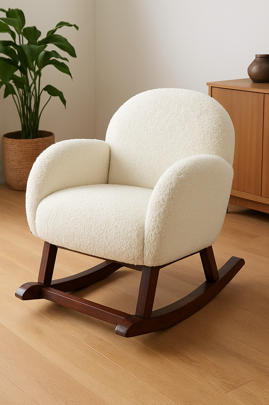 Baby Rocking Chair White – Boucle Kids Rocker | Premium Nursery Furniture