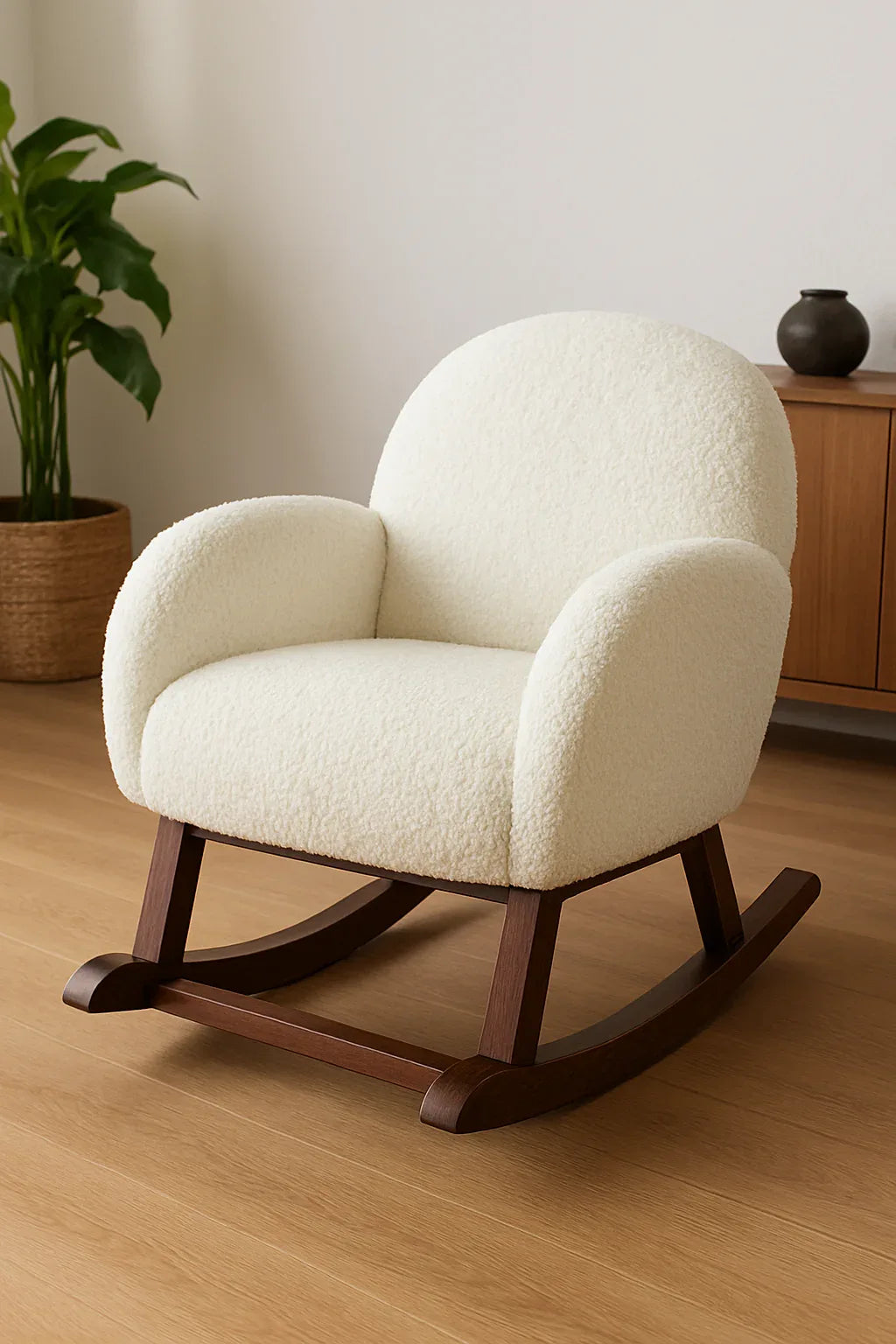 Baby Rocking Chair White – Boucle Kids Rocker | Premium Nursery Furniture