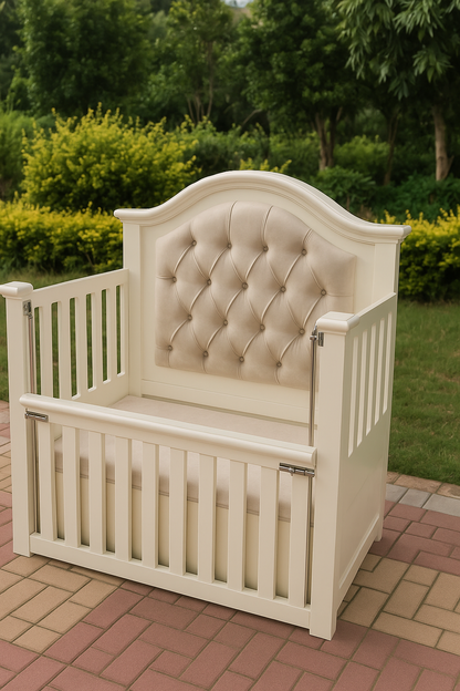 Baby Cot – Off White MDF Deco Cot with Storage