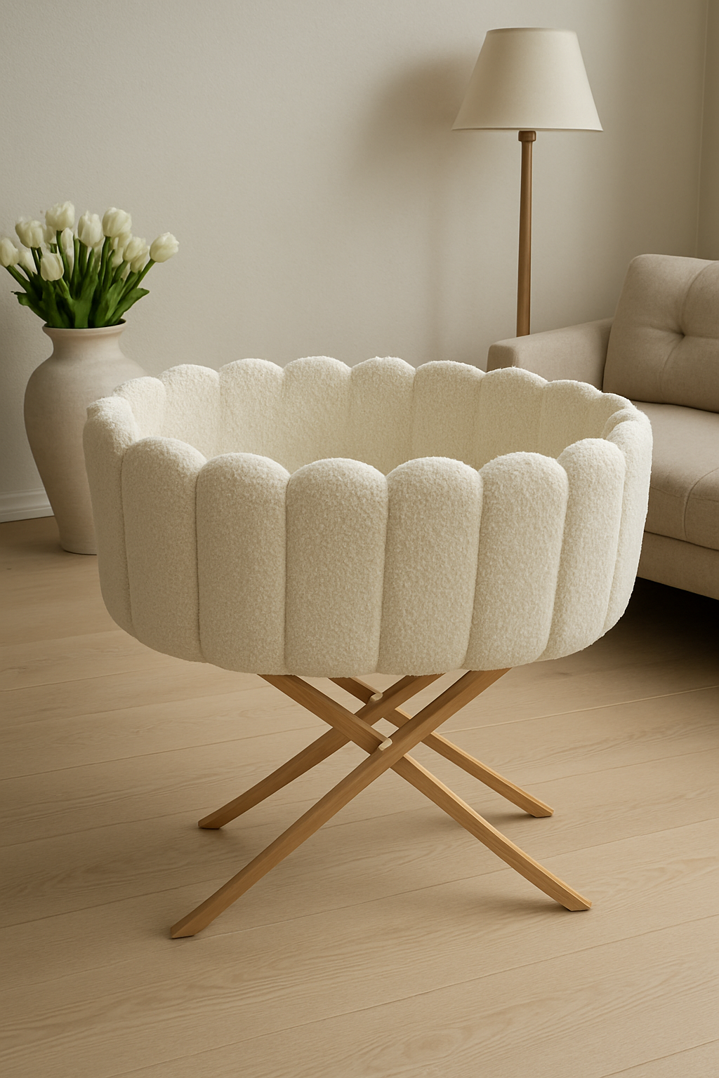 Baby Bassinet 07 – Modern Boucle Baby Cradle