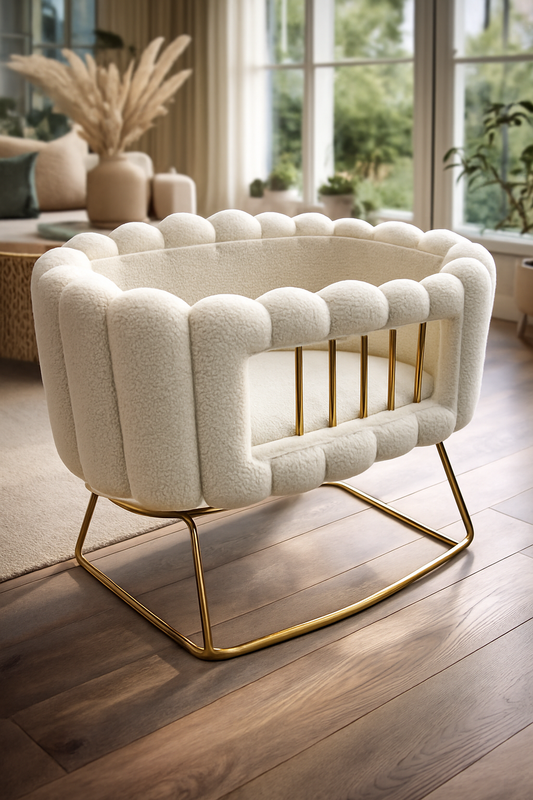 Baby Bassinet 08 – Velvet Baby Cradle with Metal Frame