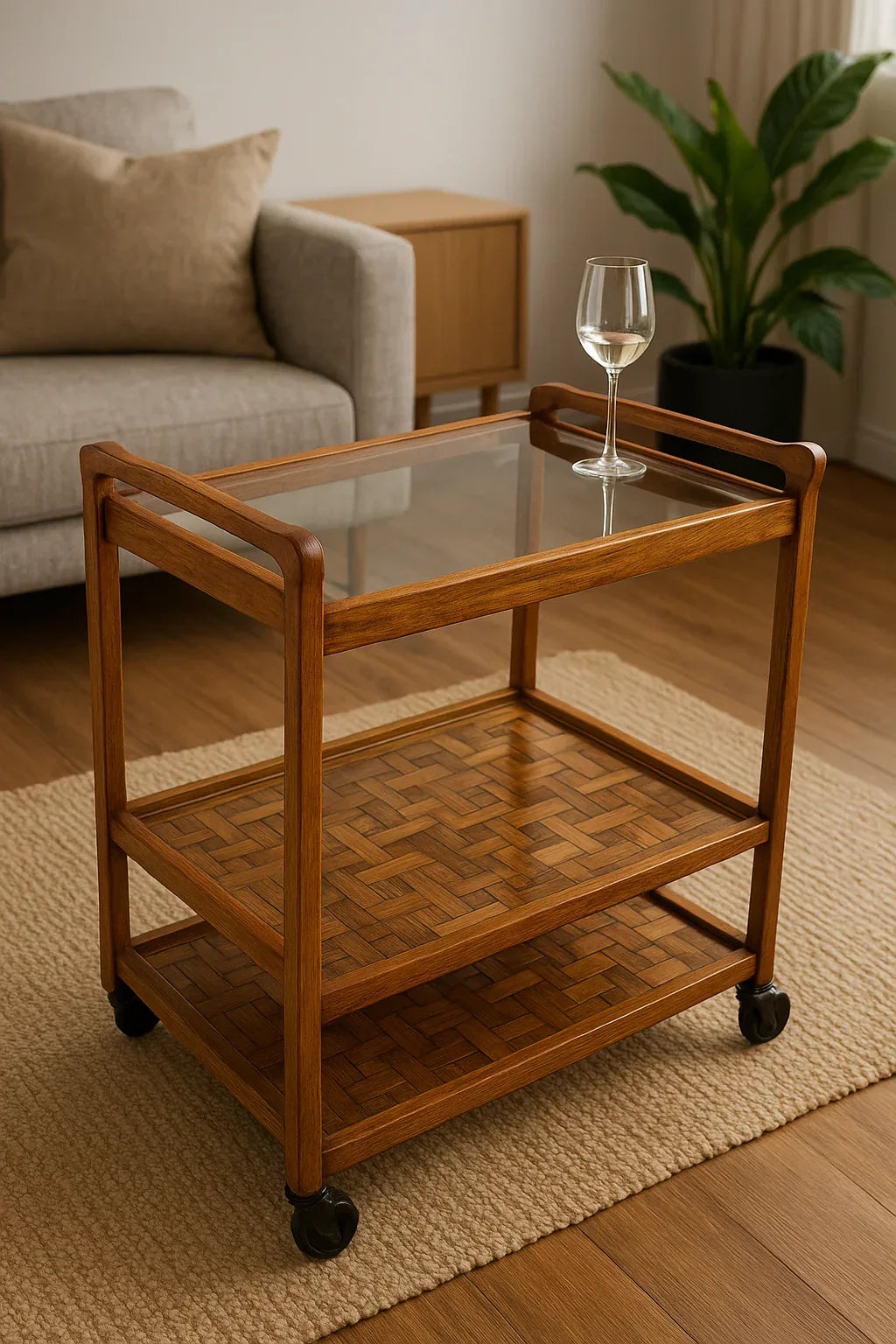 Beach Wood Trolley 06 – Imported Wooden Tea Trolley