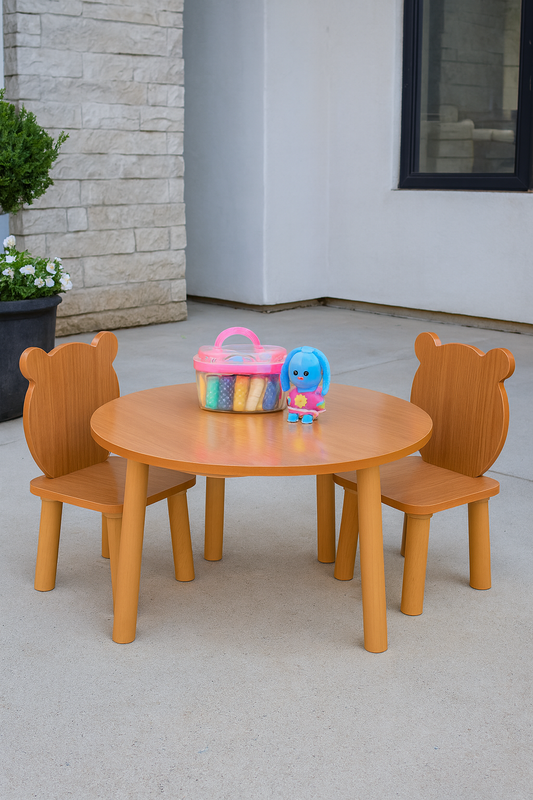 Bear Chairs with Round Table – Kids MDF Set