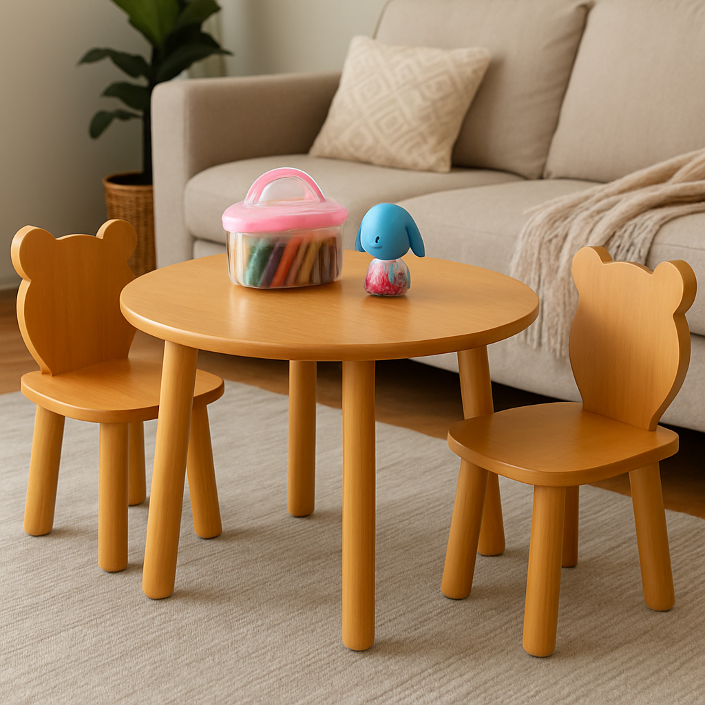 Bear Chairs with Round Table – Kids MDF Set