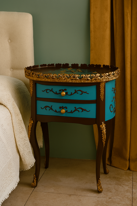 Bell Victorian Table Blue in Pakistan – Hand Painted MDF