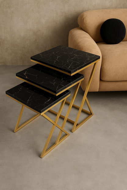 Bellamy Nesting Table Set of 3 – Marble Look Tables Pakistan