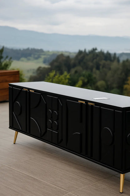 Black Adora LCD Console – CNC MDF TV Unit in Pakistan