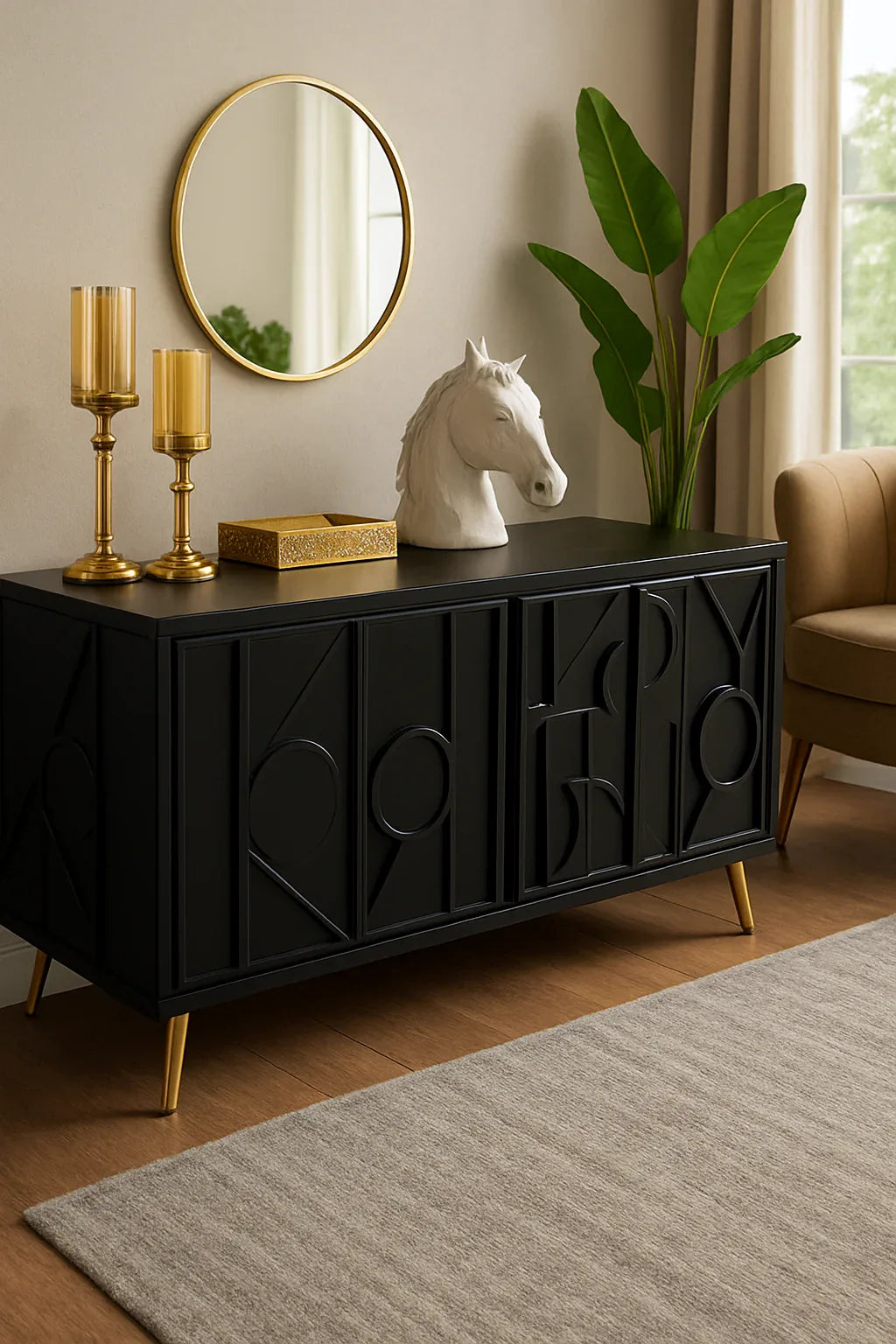 Black Adora LCD Console – CNC MDF TV Unit in Pakistan