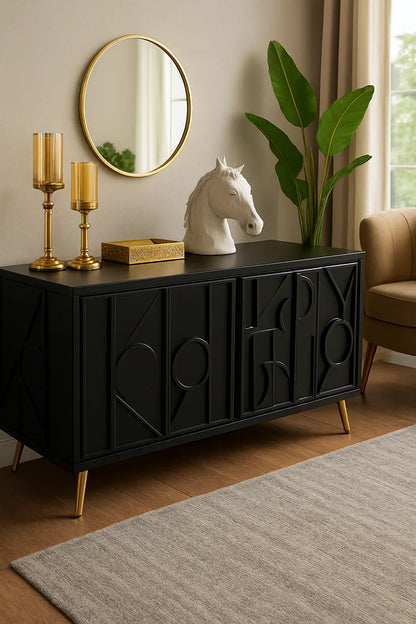 Black Adora LCD Console – CNC MDF TV Unit in Pakistan