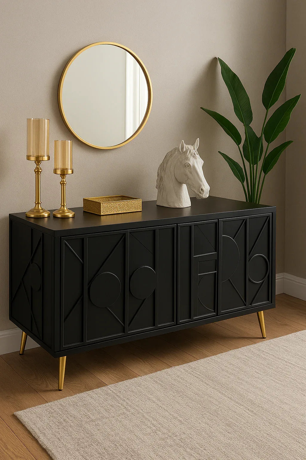 Black Adora LCD Console – CNC MDF TV Unit in Pakistan