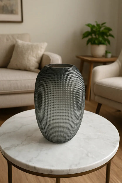 Black Checked Glass Vase 002 in Pakistan – Imported Glass