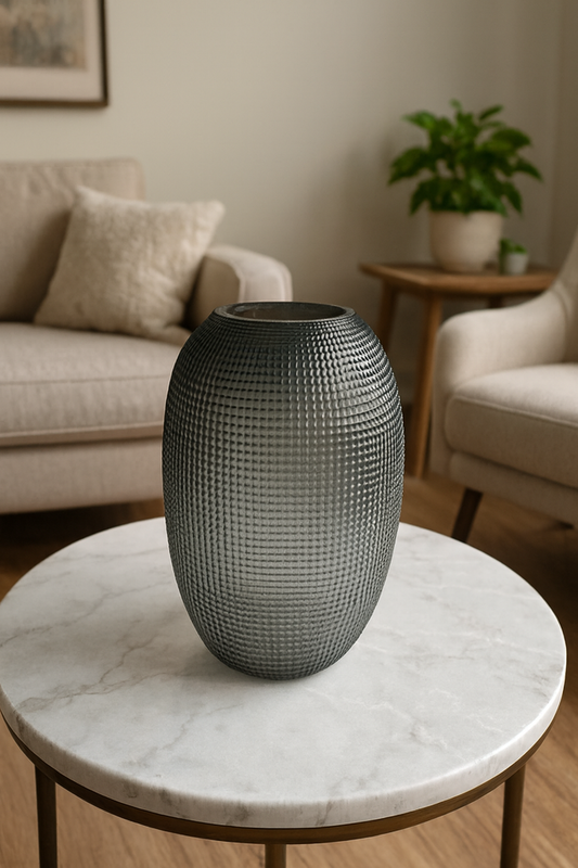 Black Checked Glass Vase 002 in Pakistan – Imported Glass