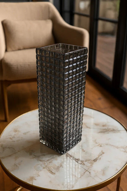 Black Checked Glass Vase in Pakistan – Imported Décor Vase