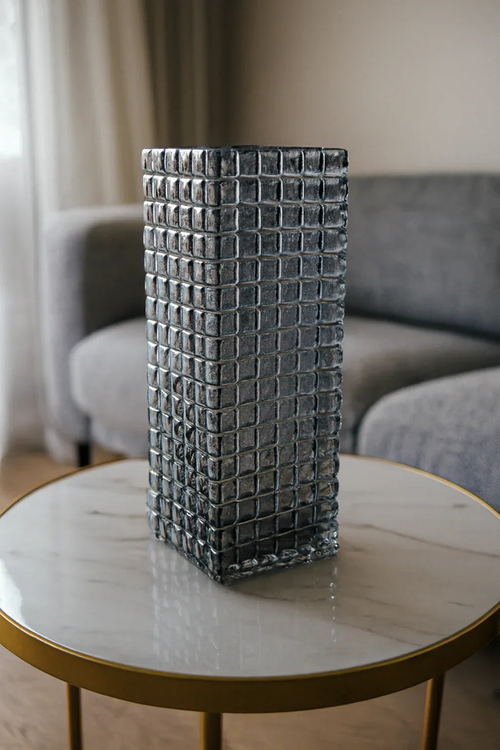 Black Checked Glass Vase in Pakistan – Imported Décor Vase