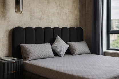 Black Rocky Boucle Bed in Pakistan – Luxury Queen Size Bed