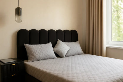 Black Rocky Boucle Bed in Pakistan – Luxury Queen Size Bed