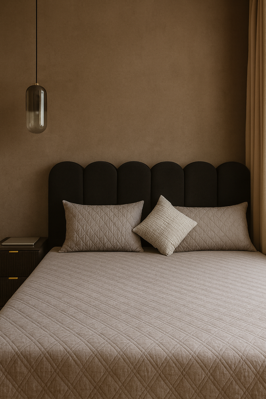 Black Rocky Boucle Bed in Pakistan – Luxury Queen Size Bed