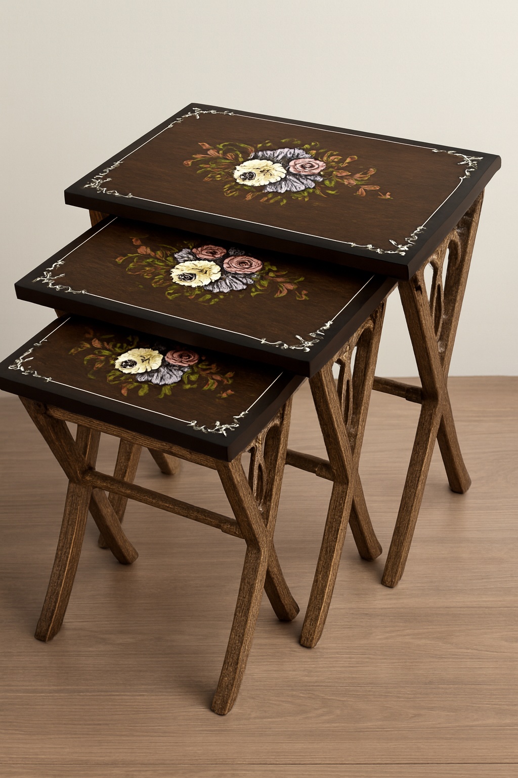 Blossom Nesting Tables Set of 3 in Pakistan – Hand Painted