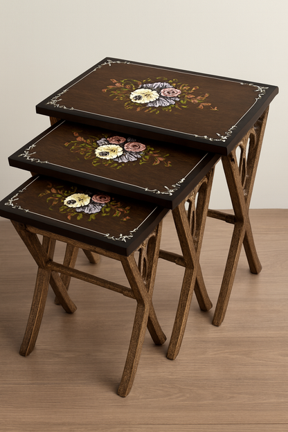 Blossom Nesting Tables Set of 3 in Pakistan – Hand Painted