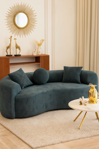Blue Isle Boucle 3 Seater Sofa in Pakistan – Curved Design