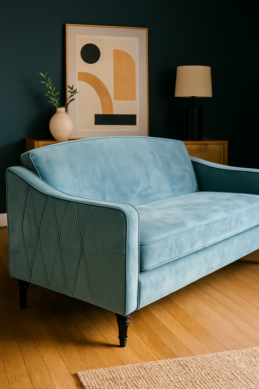 Blue Ottavia Sofa Cum Bed in Pakistan – Stylish Wood Frame
