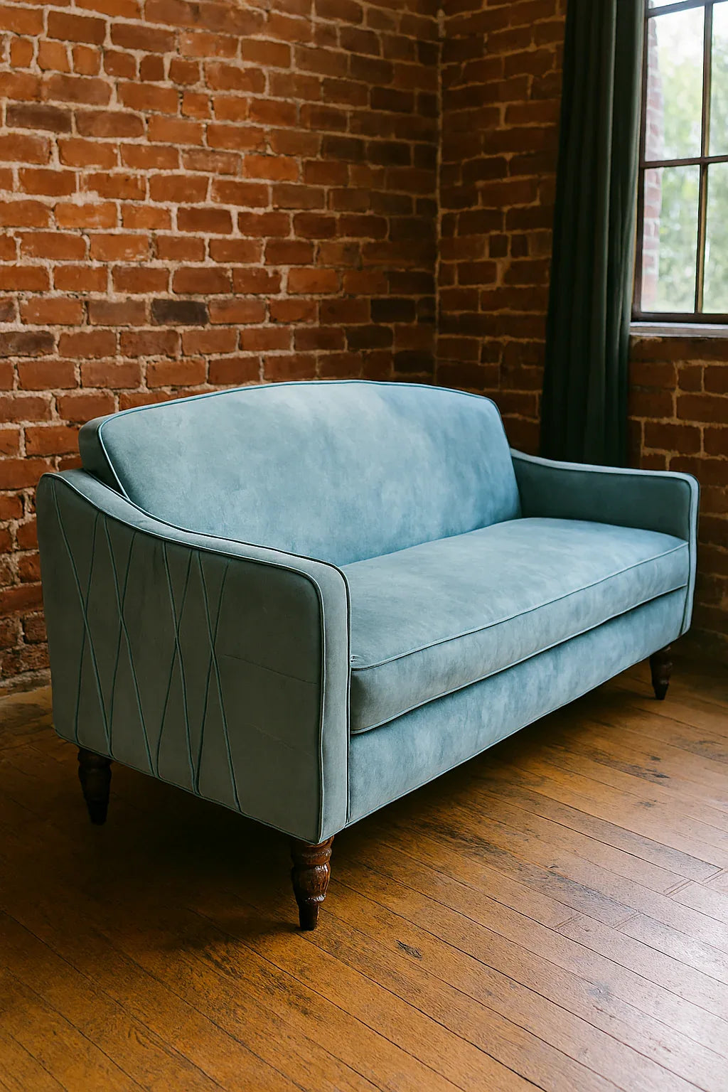 Blue Ottavia Sofa Cum Bed in Pakistan – Stylish Wood Frame